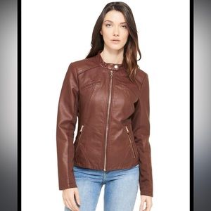 Guess brown leather jacket - Size M
